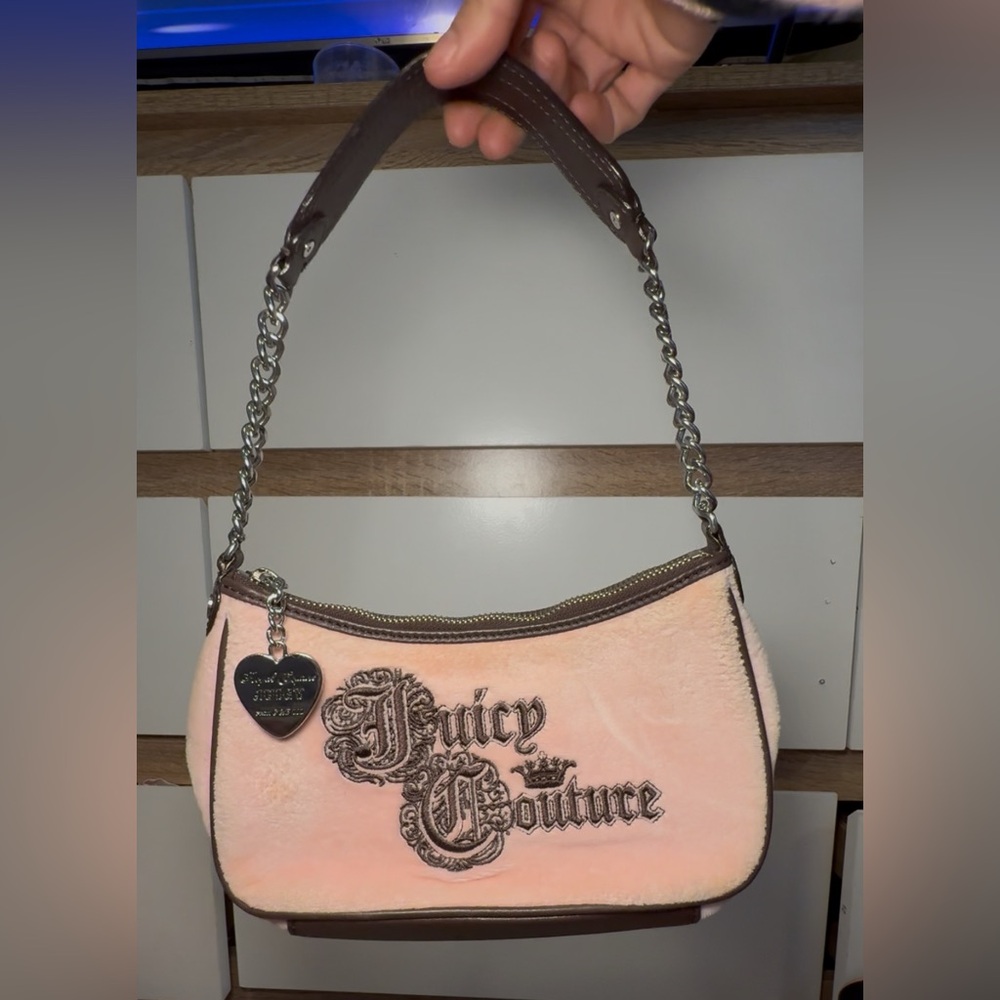 Juicy Couture Light Pink and Brown Shoulder Bag